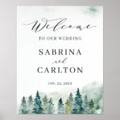 Winter Forest Pine Trees Welcome Wedding Sign Poster (Voorkant)