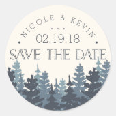 Winter Forest Save the Date Ronde Sticker (Voorkant)