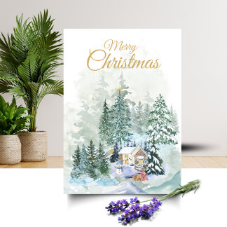 Winter Forest Scene Christmas Card Feestdagen Kaart