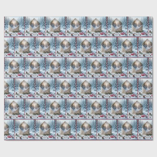 Winter Forest Scene in een open envelop Cadeaupapier (Vlak)