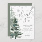 Winter Forest Silver Het is koud buiten vlak Bedankkaart (Voorkant / Achterkant)