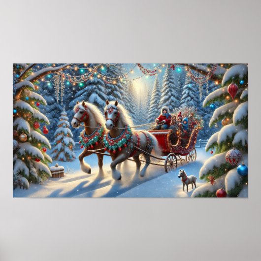 Winter Forest Sleigh Ride Poster (Voorkant)