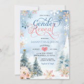 Winter Forest Snowflake Kerst Geslacht Onthulling Kaart (Voorkant)