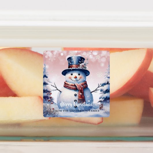 Winter Forest Snowman Kerstbakken | Roze Labels (Aangebracht)
