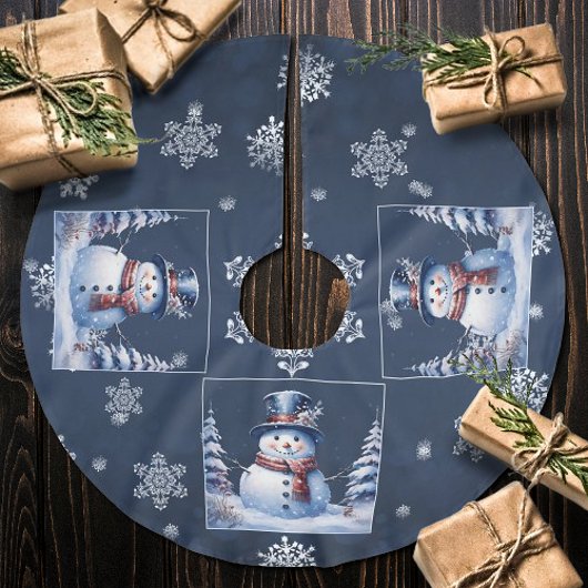 Winter Forest Snowman Kerstmis | Blauw Kerstboom Rok