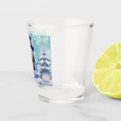 Winter Forest Snowman Kerstmis | Blauwgroen Shot Glas (Rechts)