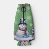 Winter Forest Snowman Kerstmis | Green Flesjeskoeler (Achterkant)