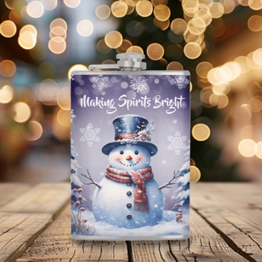 Winter Forest Snowman Kerstmis | Paars Heupfles