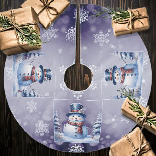 Winter Forest Snowman Kerstmis   Paars Kerstboom Rok