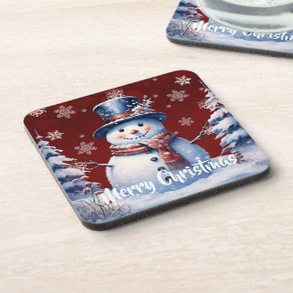 Winter Forest Snowman Kerstmis | Red Bier Onderzetter
