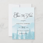 Winter Forest Snowy Mountain Wedding Save The Date (Voorkant)