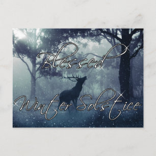 Winter Forest Stag Blessed Winter solstice Briefkaart