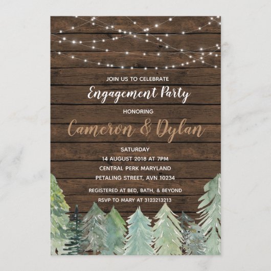 Winter Forest String Light verloving uitnodiging (Voorkant)