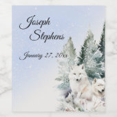 Winter Forest Watercolo Beverage Label Set Wijn Etiket (Enkel label)