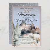 Winter Forest Watercolor Anniversary Invitation Kaart (Voorkant / Achterkant)