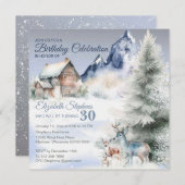 Winter Forest Watercolor Birthday Flat Card (Voorkant / Achterkant)