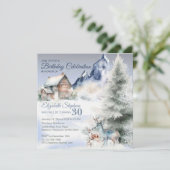Winter Forest Watercolor Birthday Flat Card (Staand voorkant)