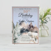 Winter Forest Watercolor Birthday Invitation (Debout devant)