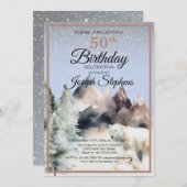 Winter Forest Watercolor Birthday Invitation (Devant / Derrière)