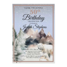 Winter Forest Watercolor Birthday Invitation
