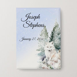 Winter Forest Watercolor Button