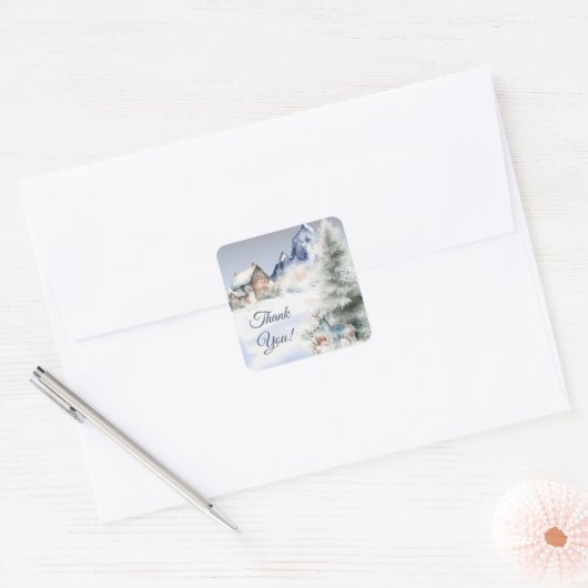 Winter Forest Watercolor Sticker (Enveloppe)