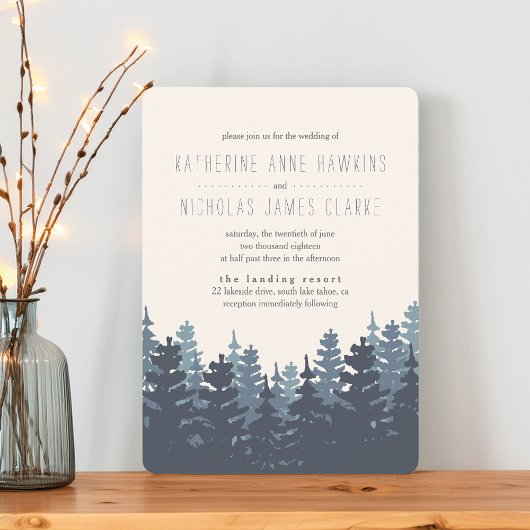 Winter Forest Wedding Invitation Kaart
