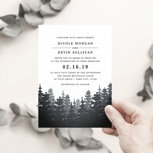 Winter Forest Wedding Invitation Kaart