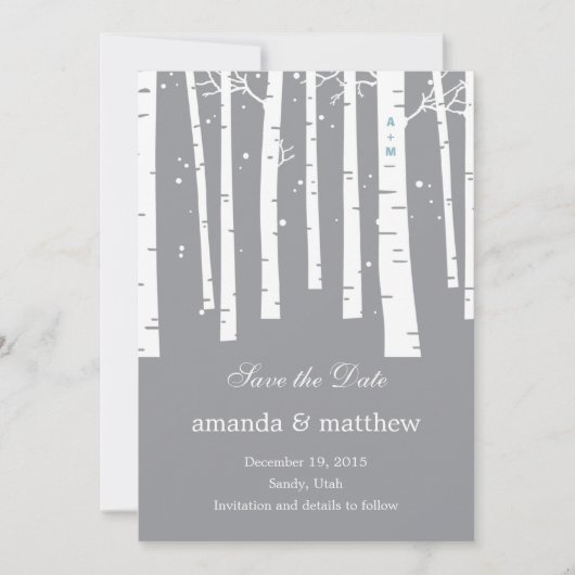 Winter Forest Wedding Save the Date Cards (Voorkant)