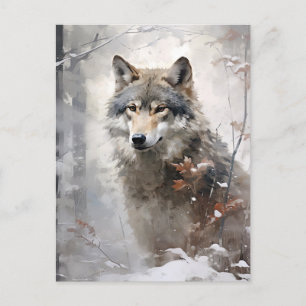 Winter Forest Wolf Briefkaart