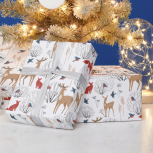 Winter Forest Woodland Dieren Aardse Kerst Cadeaupapier