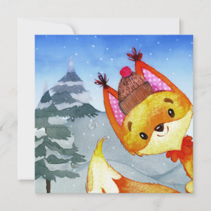 Winter Forest Woodland Friends Fox Illustratie