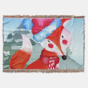 Winter Forest Woodland Friends Fox Illustratie Deken