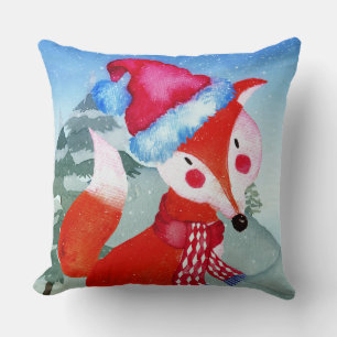 Winter Forest Woodland Friends Fox Illustratie Kussen