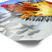 Winter Forest Woodland Friends Hedegel Drawing Foto Afdruk (Hoek)