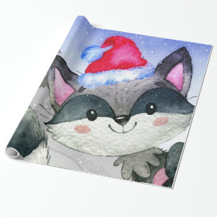 Winter Forest Woodland Friends Racoon Illustratie Cadeaupapier