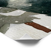 Winter Forest Woodland Friends Racoon Illustratie Perfect Poster (Hoek)