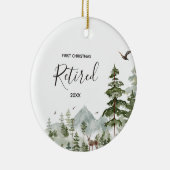 Winter Forest Woodland met pensioen Eerste Kerstmi Keramisch Ornament (Rechts)