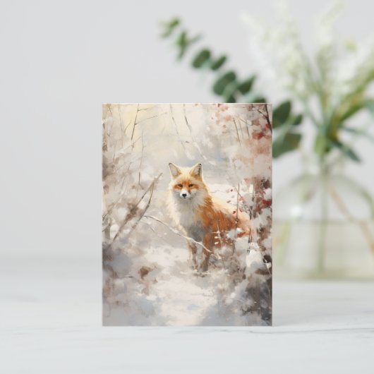 Winter Fox Briefkaart (Staand voorkant)