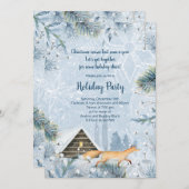 Winter Fox Cabine neige fête de Noël Invitation (Devant / Derrière)