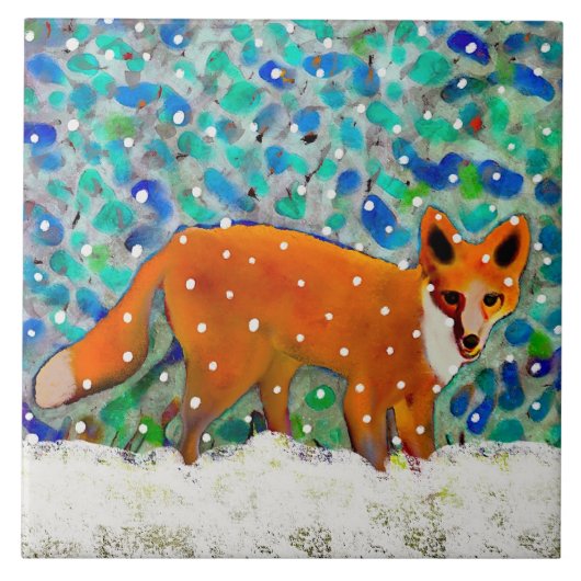 Winter Fox Ceramic Kitchen Tile Tegeltje (Voorkant)