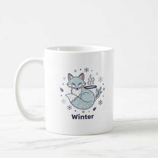 Winter Fox Coffee Mug – Cute Snowflake Ceramic Mug (Gauche)