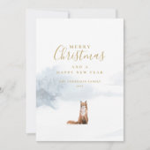 Winter Fox Elegant Gold Script: Kerstmis Feestdagenkaart (Voorkant)