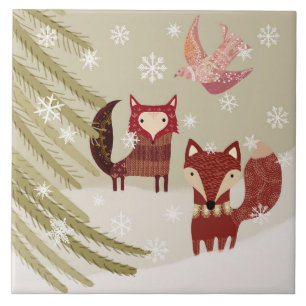 Winter Fox en Dove Ceramic Kitchen Tegel Tegeltje