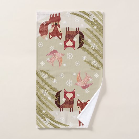 Winter Fox en Dove Hand Towel Handdoek (Handdoek)