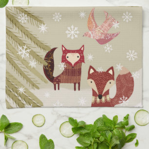 Winter Fox en Dove Kitchen Towel Theedoek