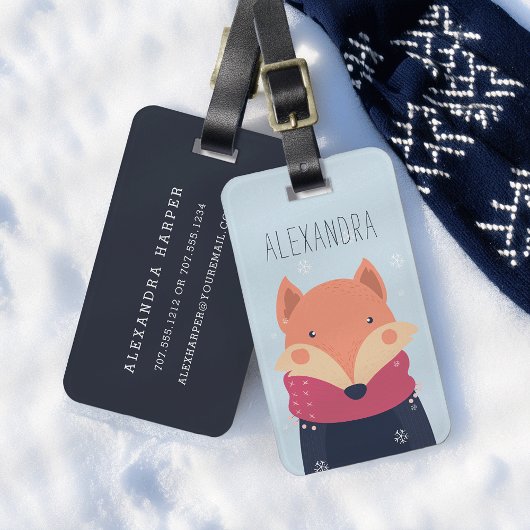 Winter Fox gepersonaliseerde tas Label | hemel Bagagelabel