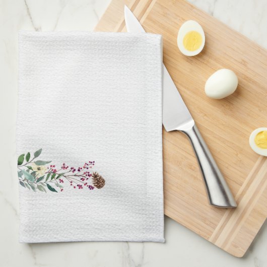 Winter Fox Holiday Foliage Lijst Kerstmis Theedoek (Quarter Fold)