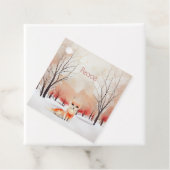 Winter Fox in een Snowy Bossen Gift Label (In situ)