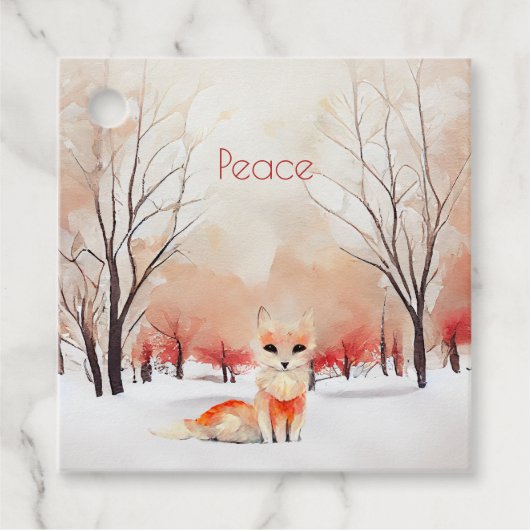Winter Fox in een Snowy Bossen Gift Label (Voorkant)